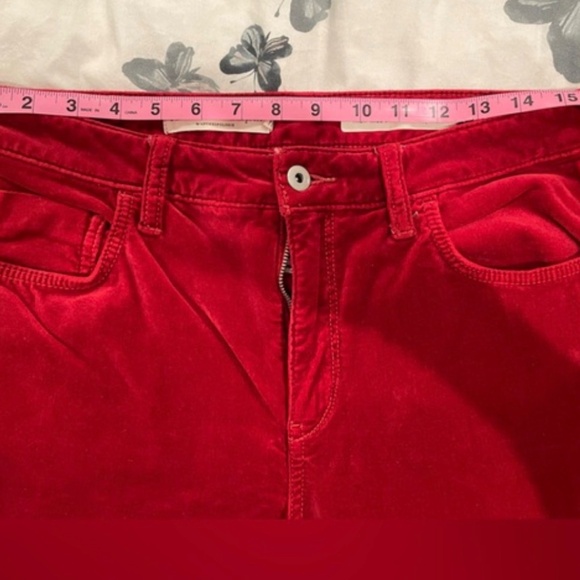 Pilcro and the Letterpress High Rise Skinny Velvet Red Pants - Picture 4 of 5
